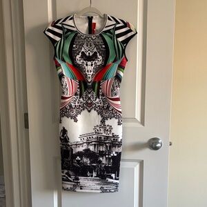 Clover Canyon Black and White Graphic Midi Dress